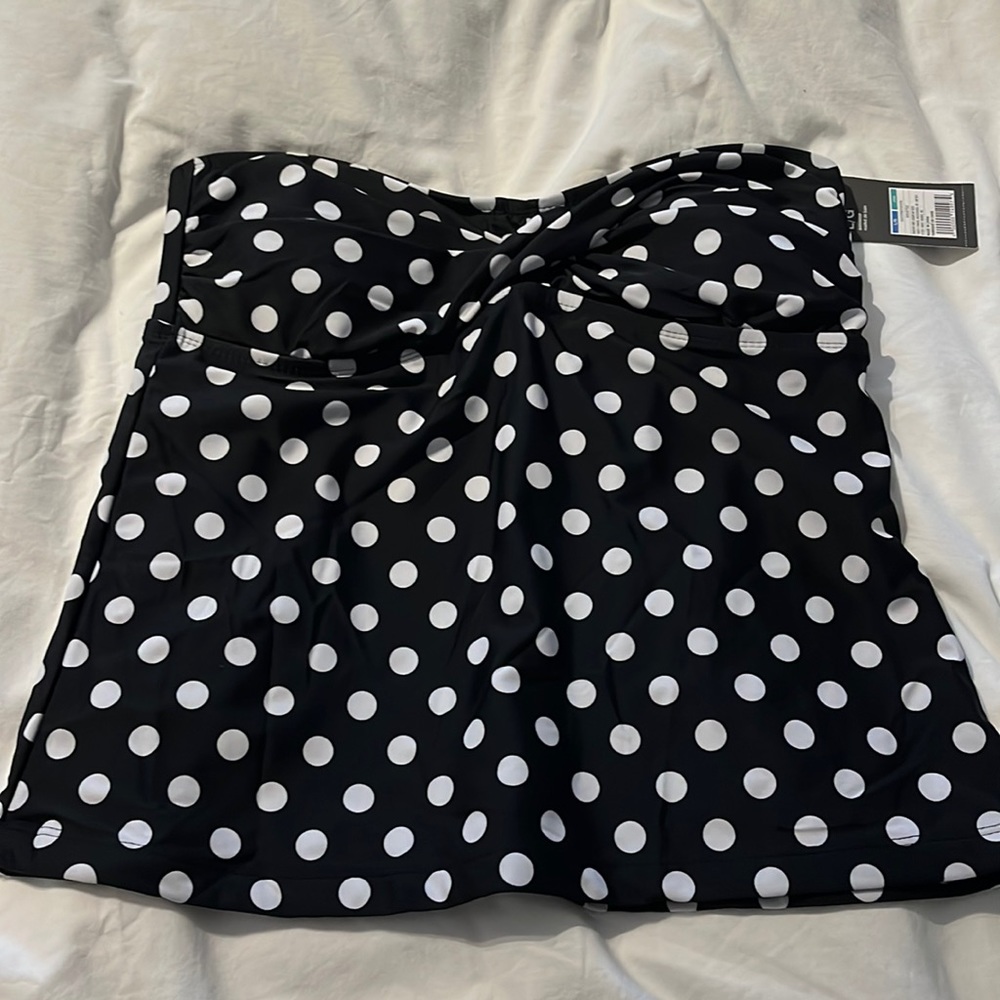 NWT Mossimo strapless polka dot tankini- large